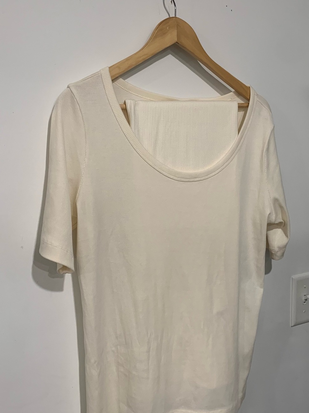 H&M Cream Ribbed Scoop Neck Skirt Set